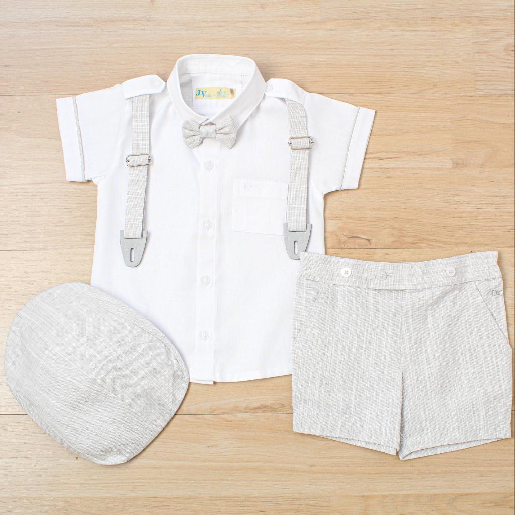 CONJUNTO MC TIRANTAS BLANCO X GRIS 000527 - JVKIDS
