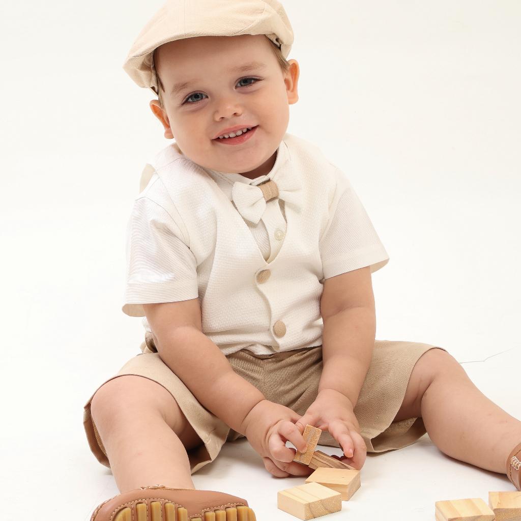 CONJUNTO CHALECO BLANCO-BEIGE 001726 - JVKIDS