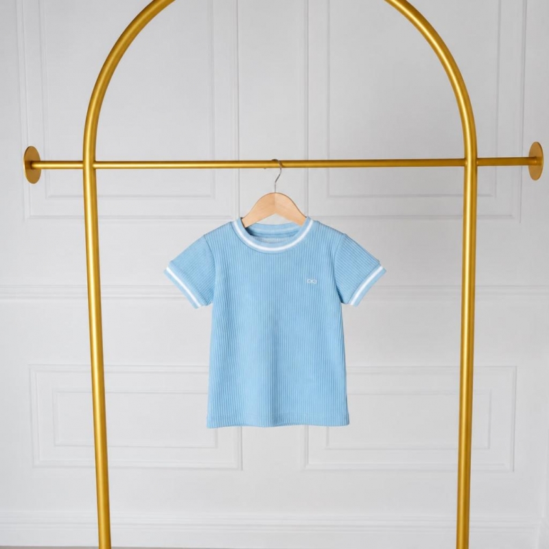 CAMISETA PARA NIÑO ACANALADA COLOR CELESTE_1