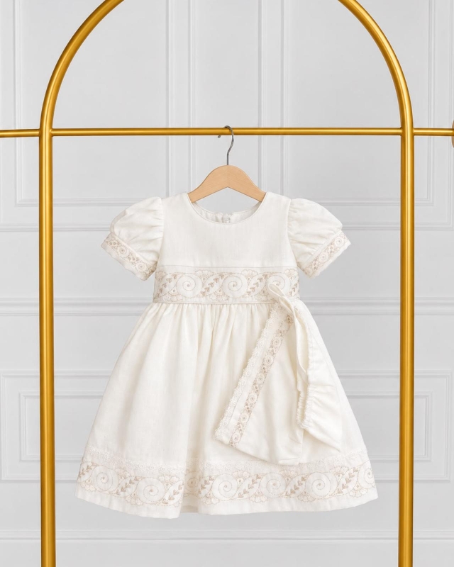 VESTIDO DE BAUTIZO MARFIL PARA NIÑA CON BORDADO BEIGE_1