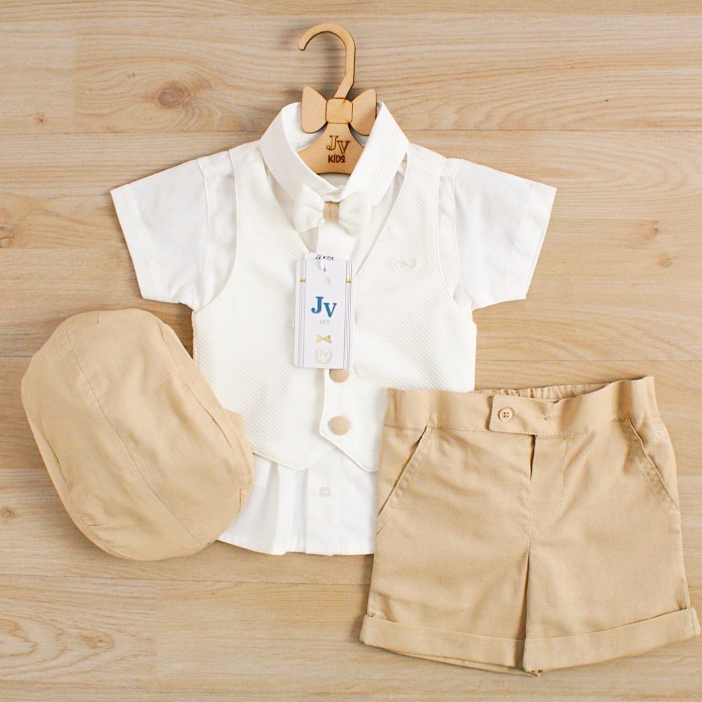 CONJUNTO CHALECO BLANCO-BEIGE 001726 - JVKIDS