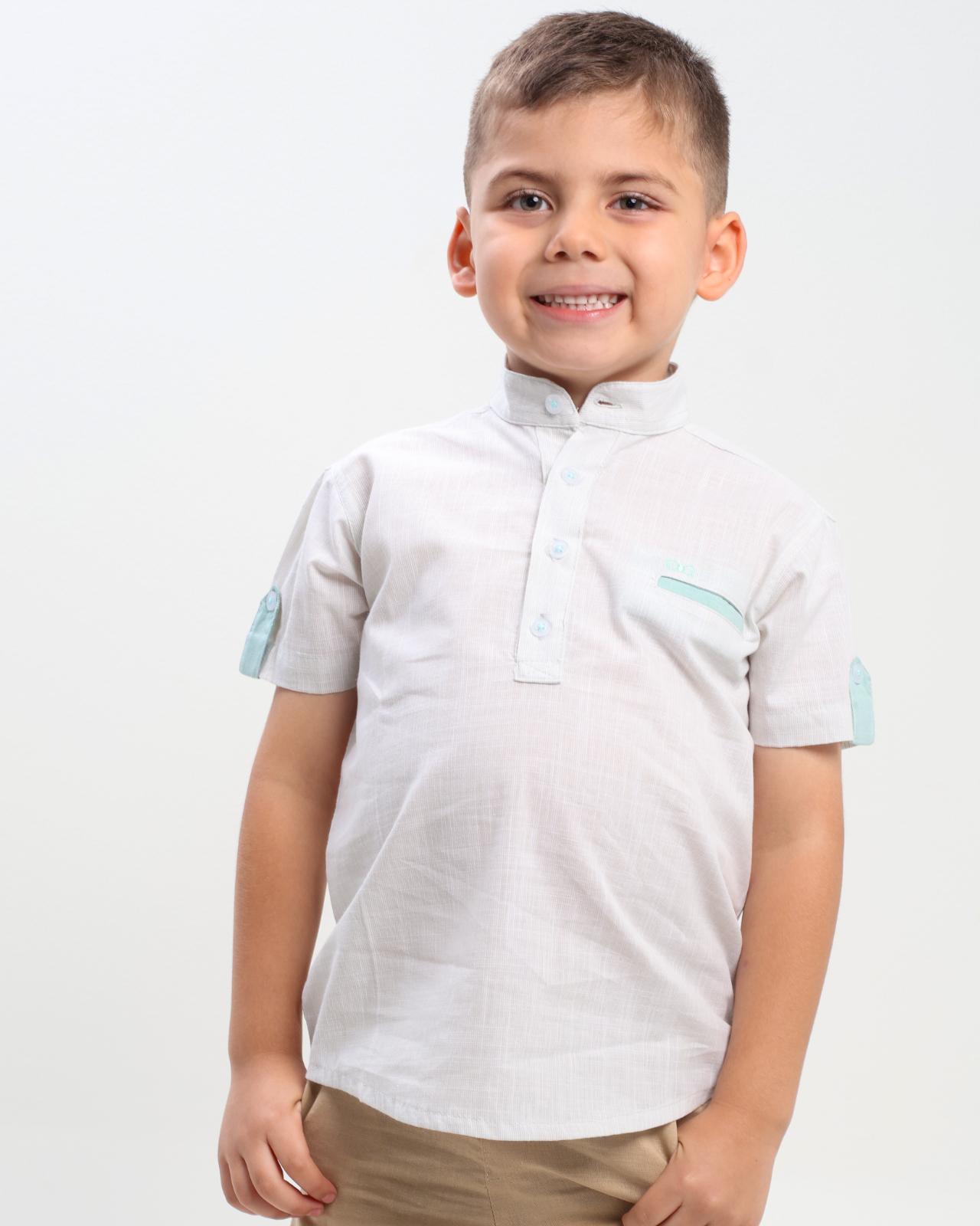 CAMISA MC CON CUELLO LIKI LIKI BLANCA X VERDE  001276 - JVKIDS