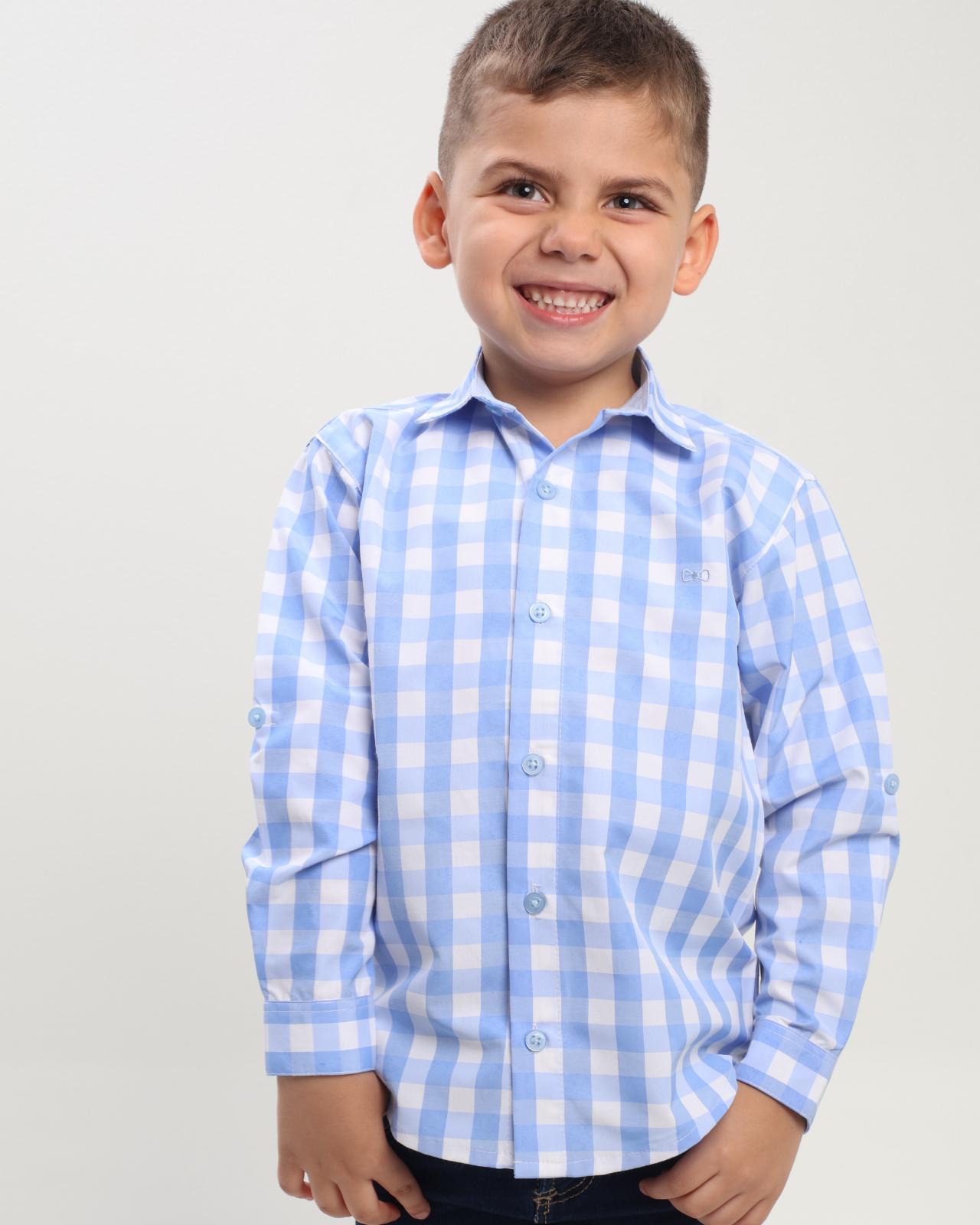 CAMISA CUADROS CELESTE 000362 - JVKIDS