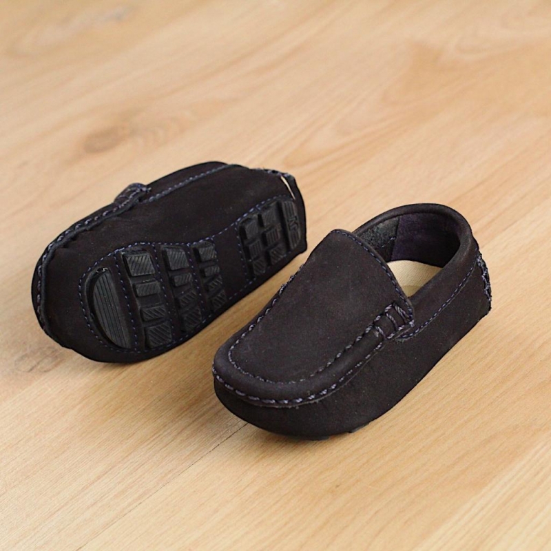 CALZADO MOCASIN DE NIÑO DE COLOR AZUL OSCURO _2