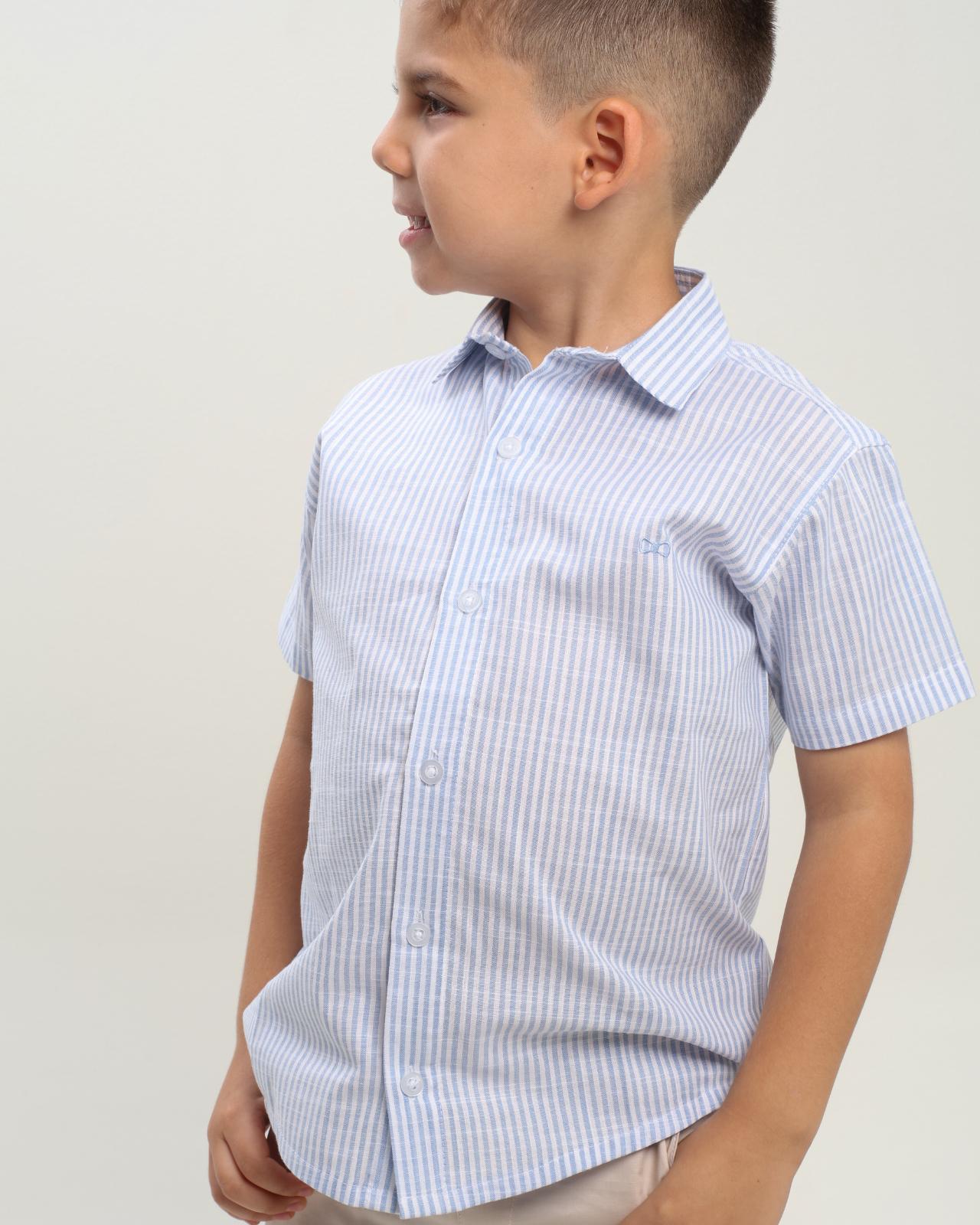 CAMISA MC CELESTE X RAYAS 000364 - JVKIDS