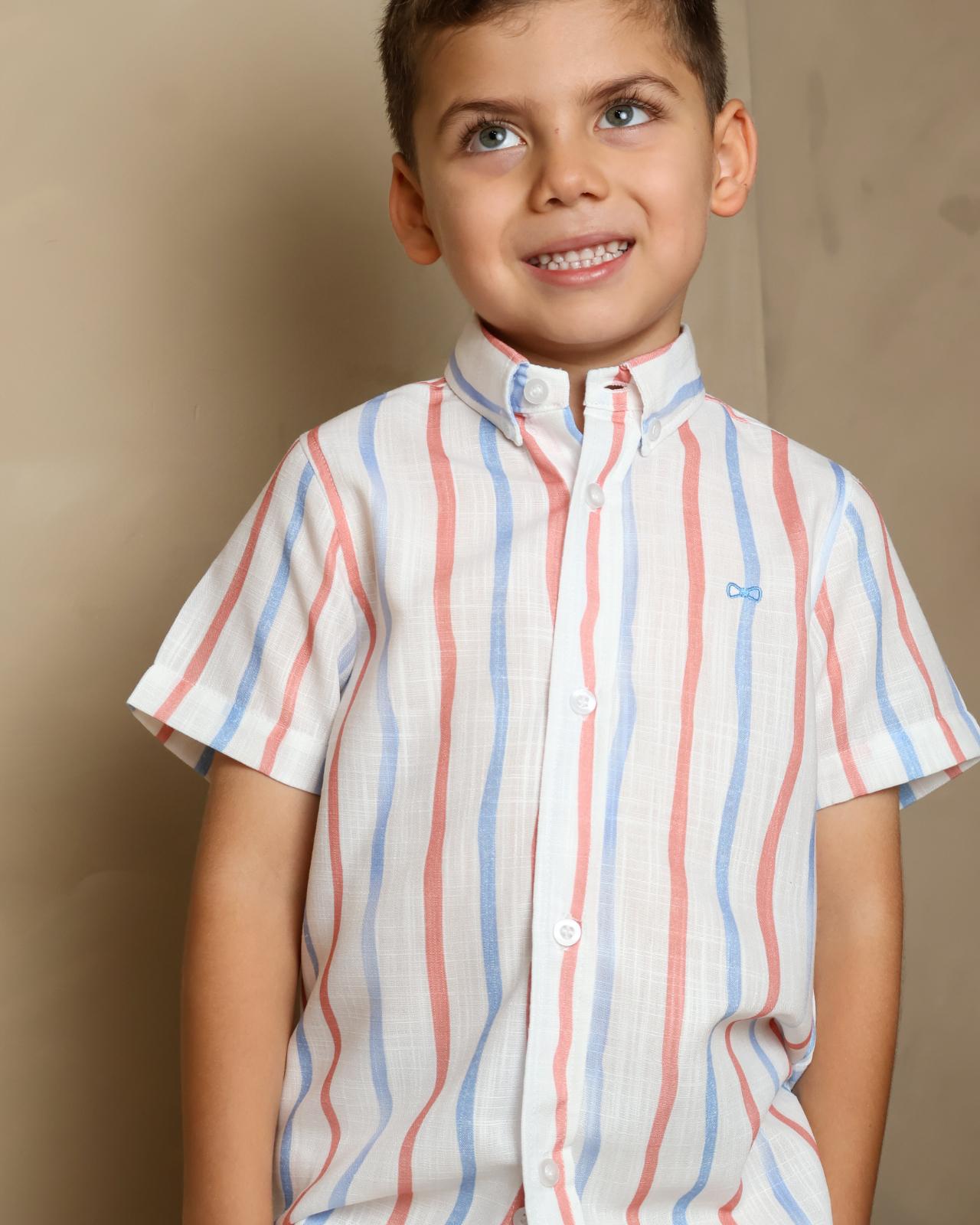 CAMISA MC BLANCO X RAYAS   002251 - JVKIDS