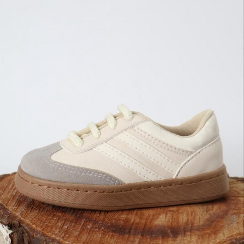 TENNIS PARA NIÑA COLOR BEIGE HUESO CON ROSADO_1